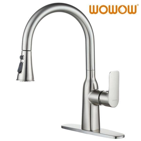 WOWOW Pull Down Kitchen Tap Brushed Nickel