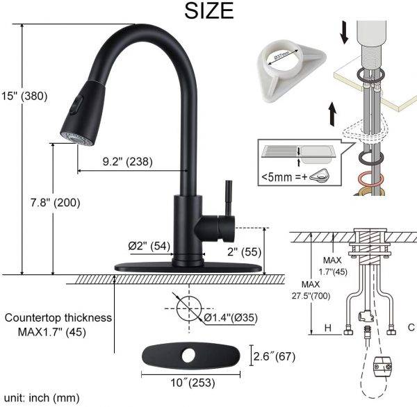 1シンクの蛇口シングルハンドルキッチンタップステンレス鋼RVキッチン蛇口商用robinet3