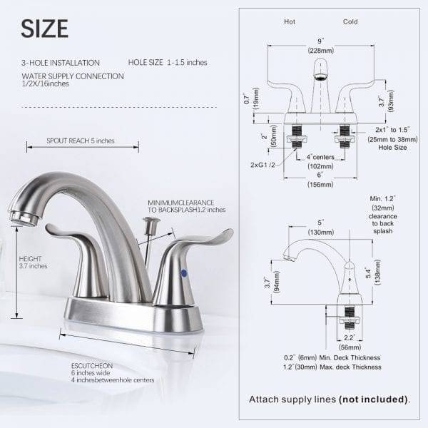 17 2Bathroom Faucet 4 Inch Centerset Brushed Nickel