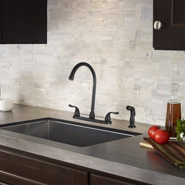 1 1Two Handle Kitchen Faucet with Side Sprayer Oil Rubbed Bronze