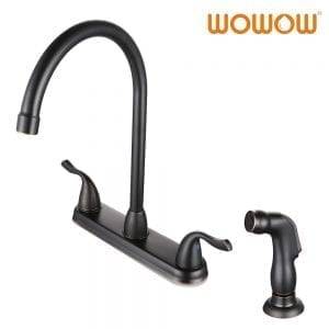 WOWOW 2 Handle Kitchen Faucet With Side Sprayer Oil Rubbed Bronze
