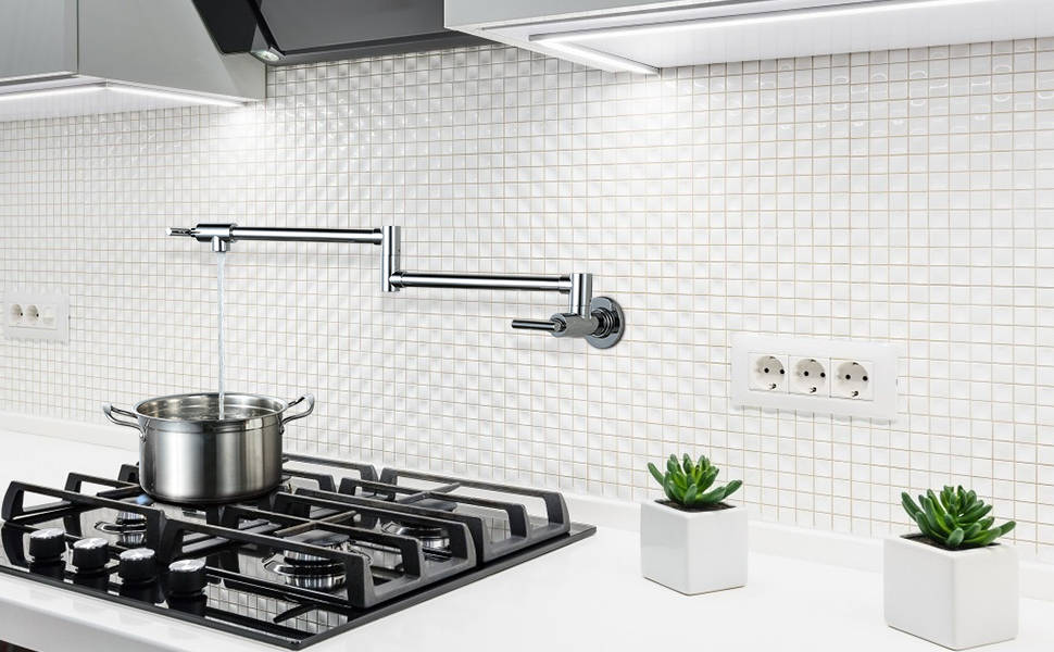 WOWOW Pot Filler Faucet sopra Stufa Chrome