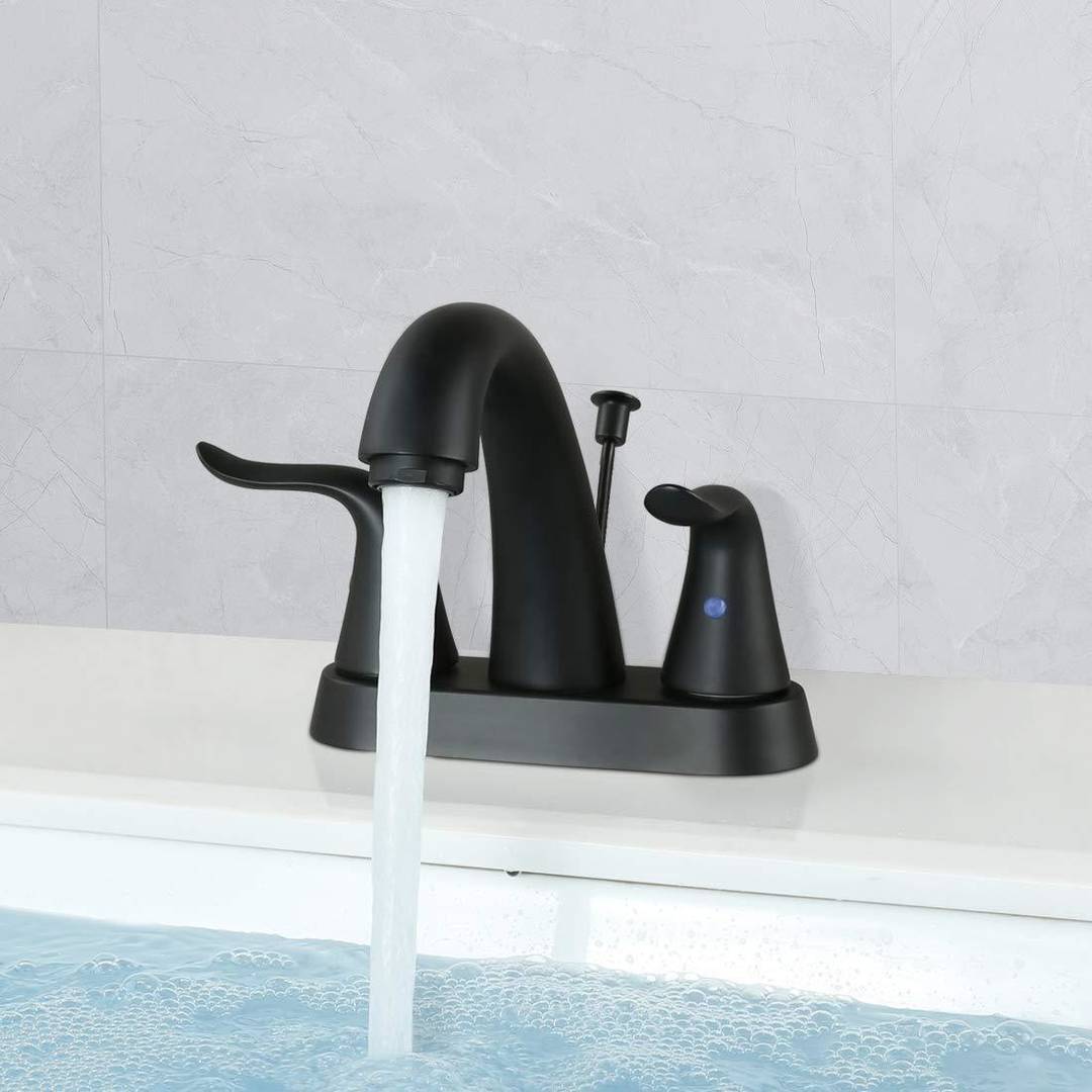 WOWOW Matte Black Bathroom Faucet 4 Inch Centerset