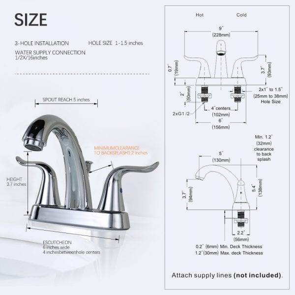 21 2Chrome 4 Inch Centerset Bathroom Faucet