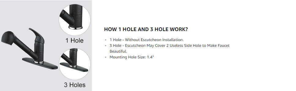 iVIGA Black Single Handle Kitchen Faucet with Pull Down Sprayer, RV Kitchen Sink Faucet with Dect Plate - Kitchen Faucets - 2
