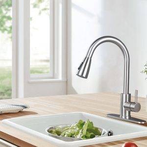 WOWOW Top Rated Pull Down Kitchen Faucets Single Hole with Sprayer