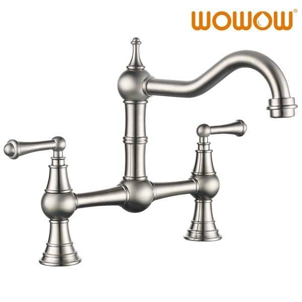 WOWOW Bridge Kitchen Sink Mixer Tap - Brushed Nickel