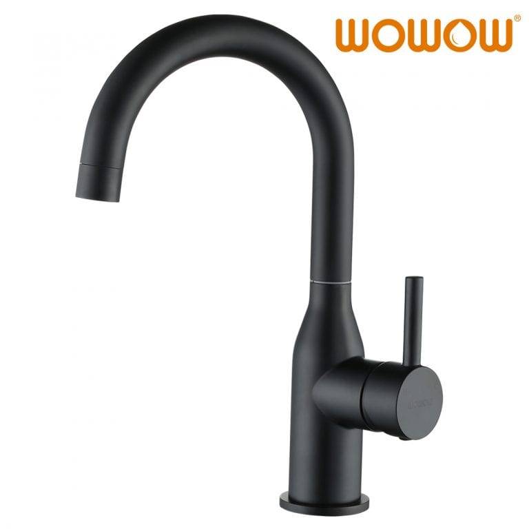 WOWOW Bathroom Faucet With Swivel Spout Black Single Hole Bar Sink Faucet