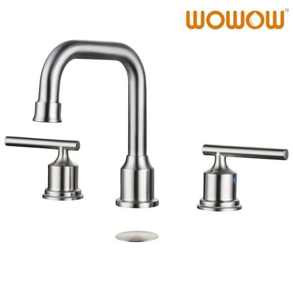 WOWOW 8 Inch Widespread Bathroom Faucet Brushed Nickel