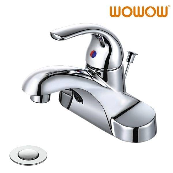 WOWOW 4 Inch Centerset Single-Handle Bathroom Faucet In Chrome