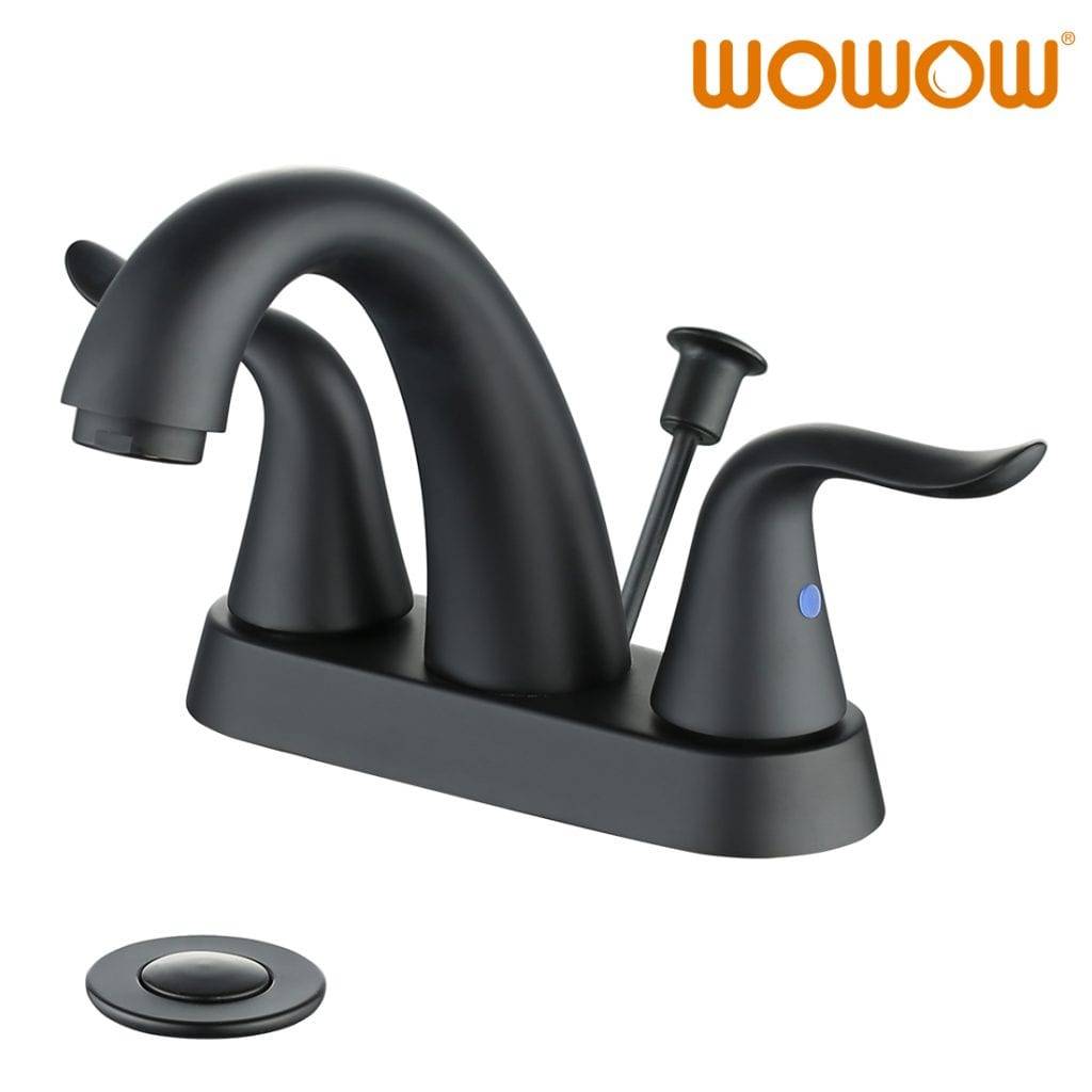 WOWOW Matte Black Bathroom Faucet 4 Inch Centerset