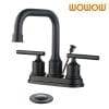 WOWOW Centerset Bathroom Faucet With Drain Assembly Matte Black WOWOW Centerset Bathroom Faucet With Drain Assembly Matte Black
