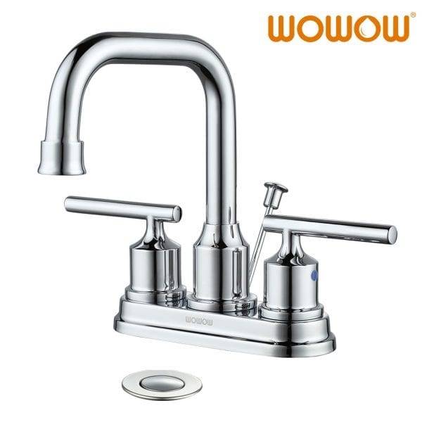 2321400C WOWOW Chrome Bathroom Faucet With Drain Assembly ១