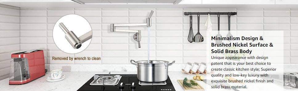 24Single Lever Pot Filler Wall Mounted Brushed Nickel