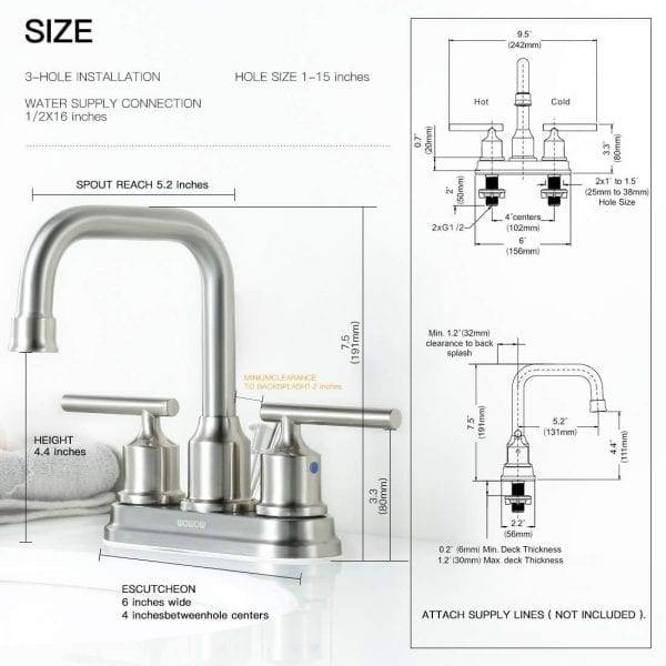 26 2Bathroom Faucet 2 Handle Brushed Nickel 4 Inch