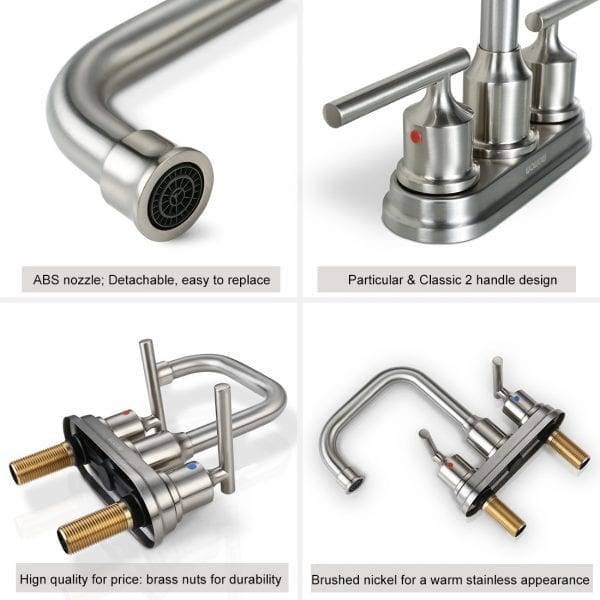 26 4Bathroom Faucet 2 Handle Brushed Nickel 4 Inch