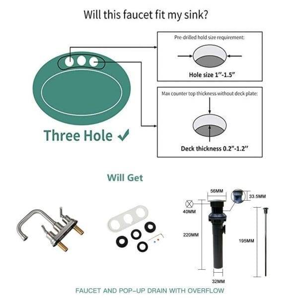 28 2 4 អ៊ិន។ Centerset 2 Handle Bathroom Faucet