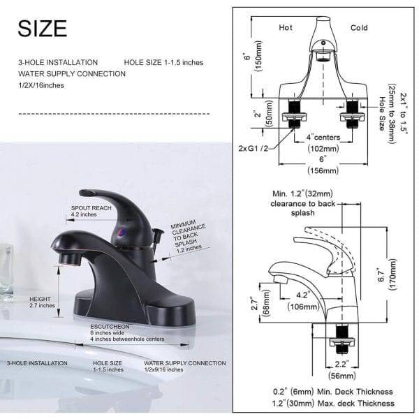 29 2 អ៊ិន។ Centerset Single Handle Bathroom Faucet In Oil Rubbed Bronze