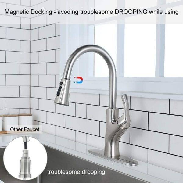 2 5 Kitchen Sink Faucet ទាញចុះក្រោម Chrome Sprayer