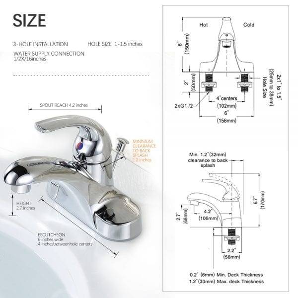 31 2Single Palpate Bathroom Faucet 4 Inch Centerset