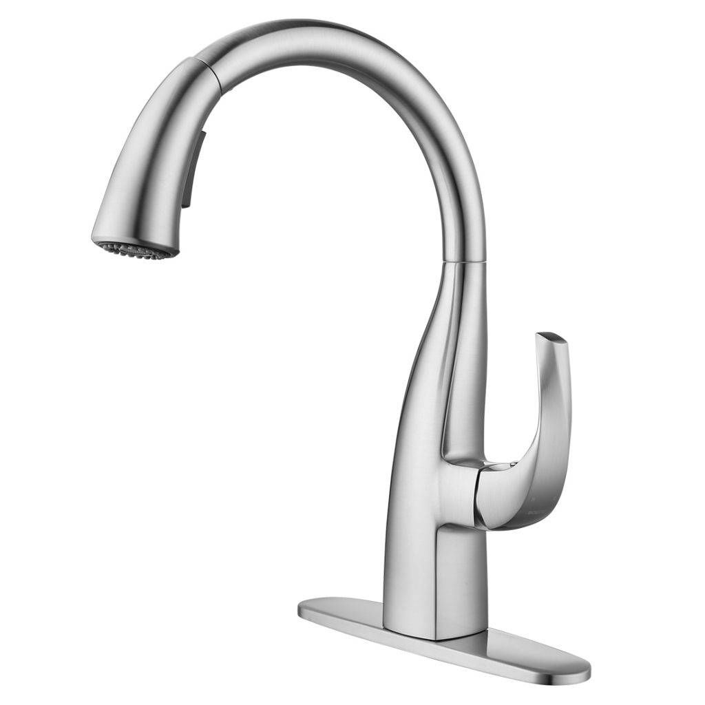 WOWOW Gooseneck Kitchen Faucet With Pull Out Sprayer