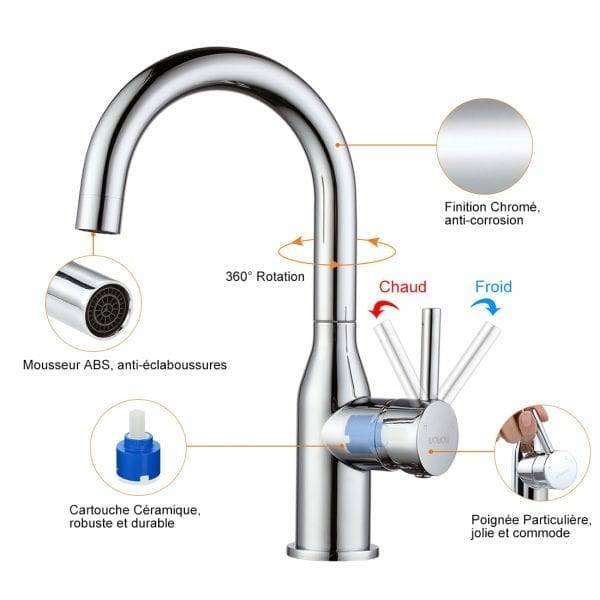 38 1chrome Bathroom Faucet High Arc Stainless Steel