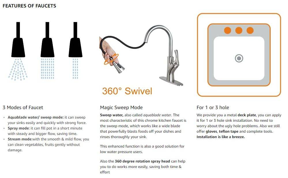 WOWOW Kitchen Faucets Single Handle Dengan Pull Down Sprayer
