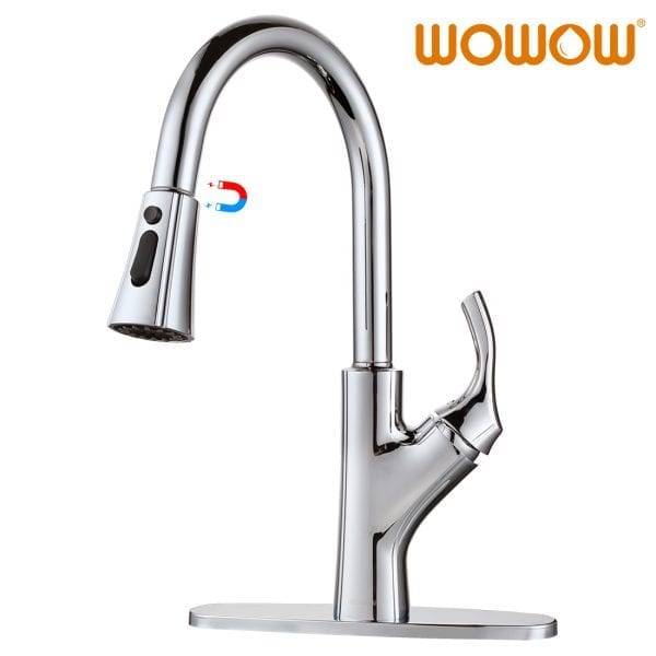WOWOW Kitchen Faucets Single Handle With Pull Down Sprayer