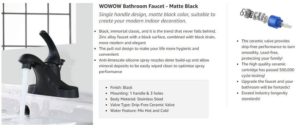 45 Single Handle Centerset Bathroom Faucet Black 2