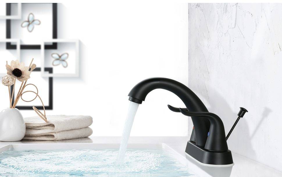 46 1Matte Black Centerset Bathroom Faucet