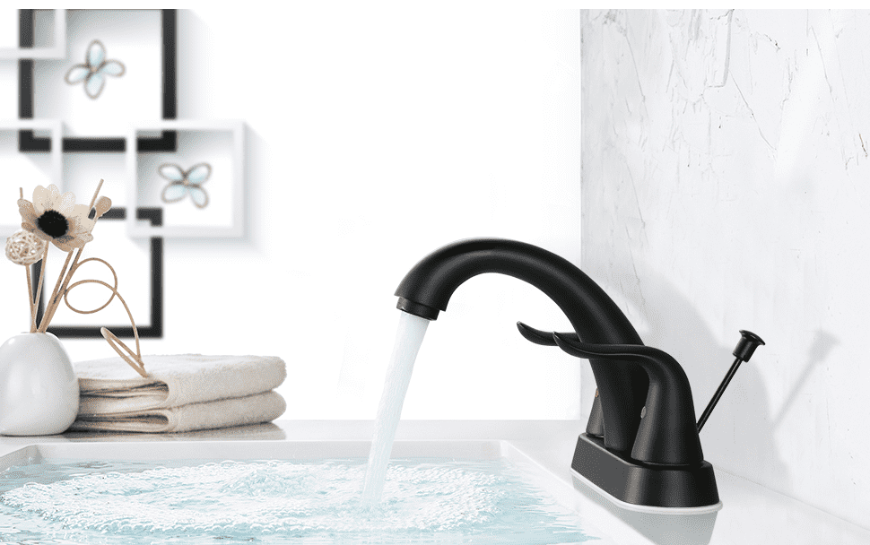 WOWOW Matte Black Bathroom Faucet 4 Inch Centerset