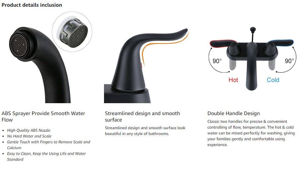 46 3Matte Black Centerset Bathroom Faucet