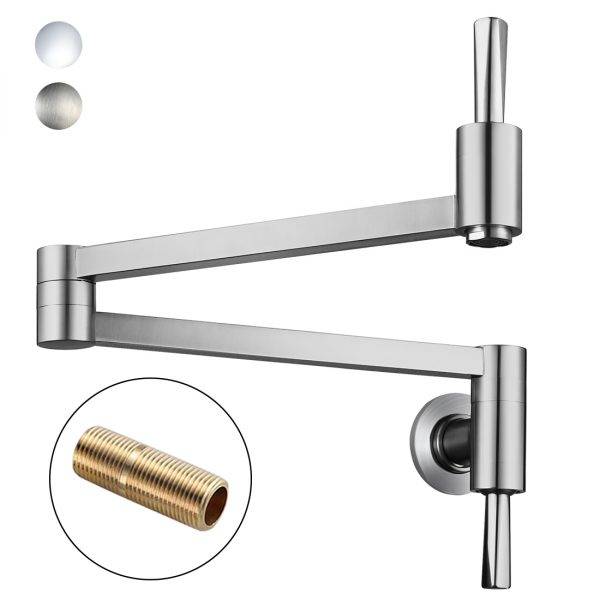 WOWOW Wall Mounted Pot Filler In Brushed Nickel