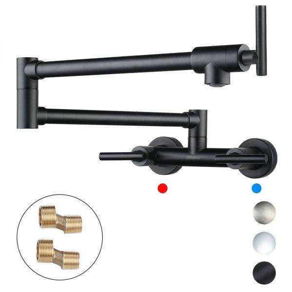 WOWOW Black Pot Filler faucet for Hot and Cold Water Folding Kitchen Faucet
