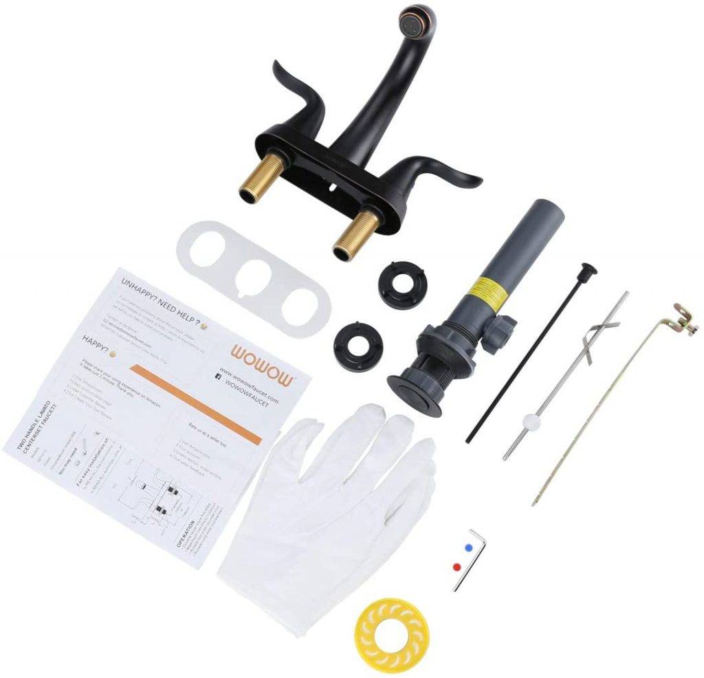 Oil Rubbed Bronze Bathroom Sink Faucet 2-Handle 4 Inch Centerset