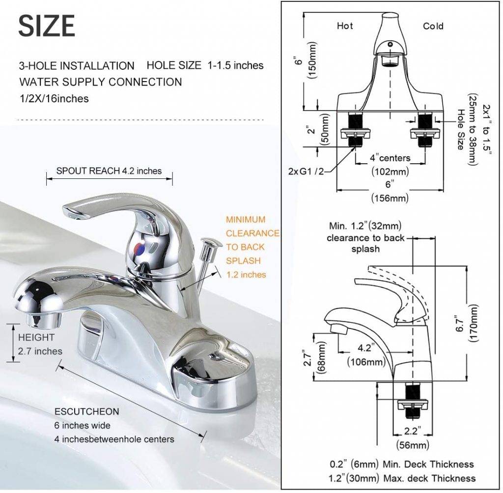 4 inch bathroom faucet Chrome