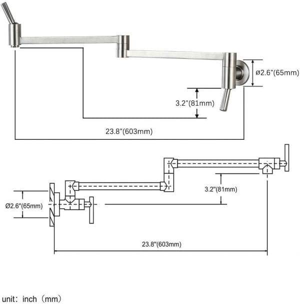 8 2311300C WOWOW Wall Mount Pot Filler Kitchen Faucet 22