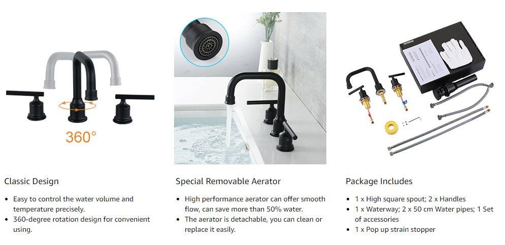 WOWOW Nigra Bana Flugilo Kun Aparta Tenilo Swivel Spout