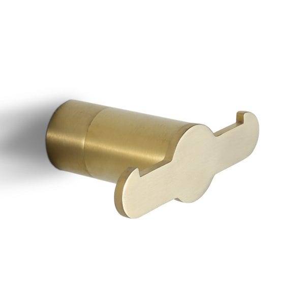 Bathroom Double Towel Hooks Brushed Gold 4