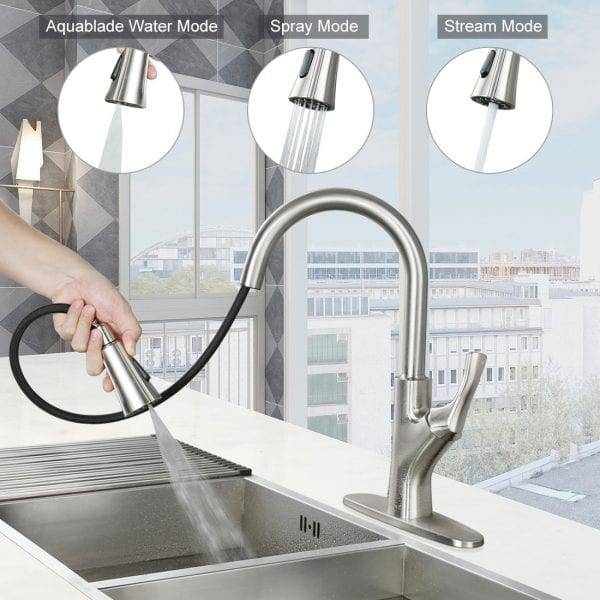 Faucet Dapur Nikel Disikat Dengan Pull Down Sprayer 4