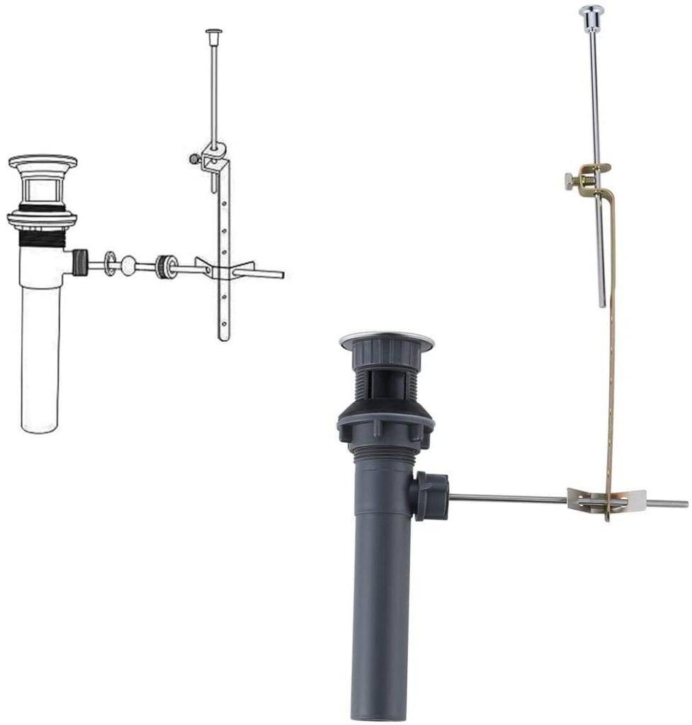 WOWOW Pop Up Drain Assembly with Lift Rod and Overflow, Chrome