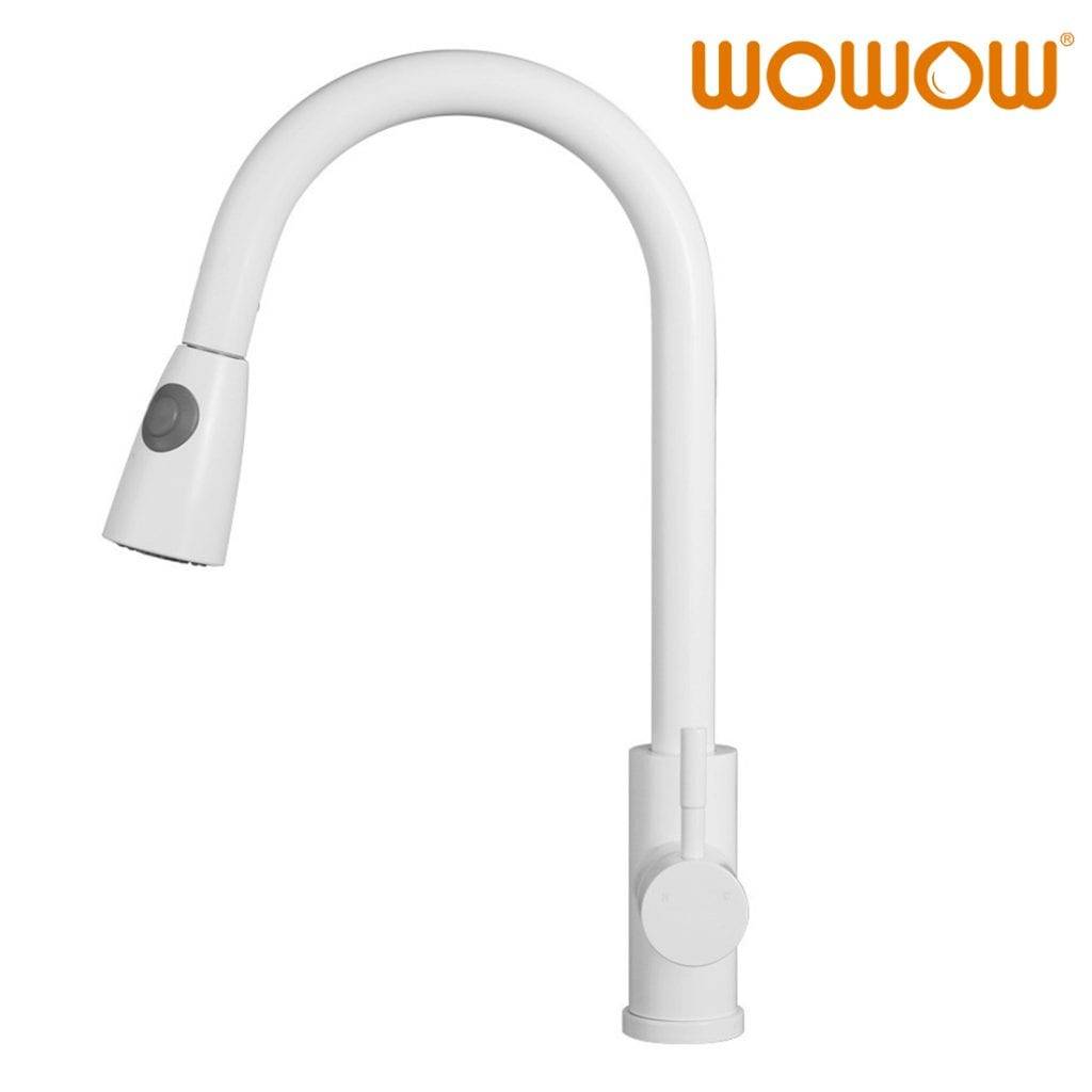 White Kitchen Faucet With Pull Out Sprayer