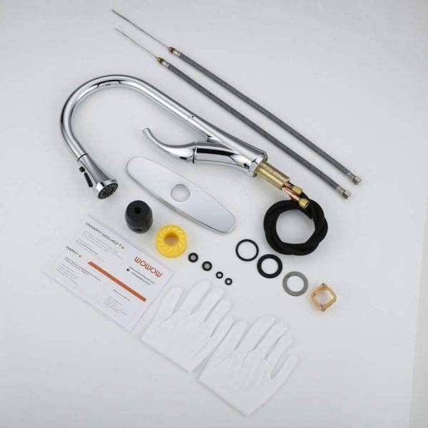 Kitchen Faucet Single Handle Pull Down Sprayer Chrome 7