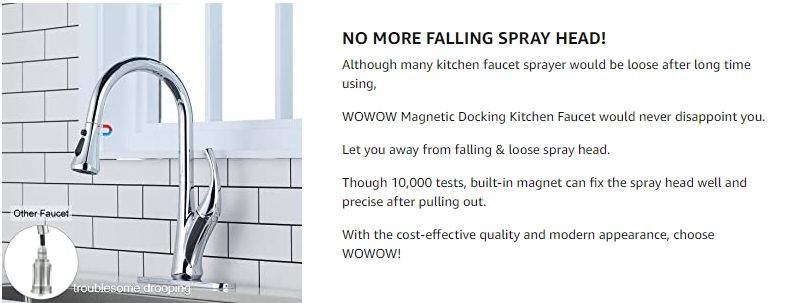 WOWOW Magnetic Kitchen Faucet with Pull Down Sprayer 18 WOWOW Best Pull Down Kitchen Faucet With Magnet Chrome