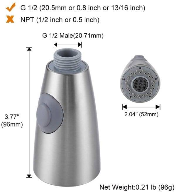 Cabeça de pulverizador de torneira de cozinha G1 2 Níquel escovado 2