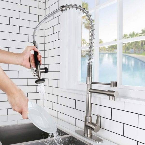Kitchen Faucet With Spring Pull Down Sprayer 2