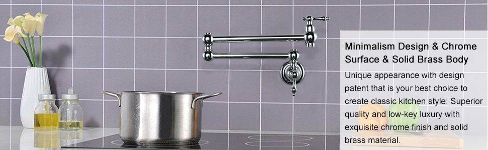 WOWOW Commercial Kitchen Pot Filler Pasta Arm Chrome