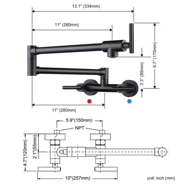 Pot Filler Hot And Cold Matte Black 2