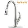 WOWOW Brushed Steel Kitchen Mixer Tap - Pull Out Spray