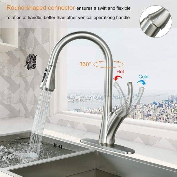 Pull Down Spray Swivel Kitchen Faucet 3